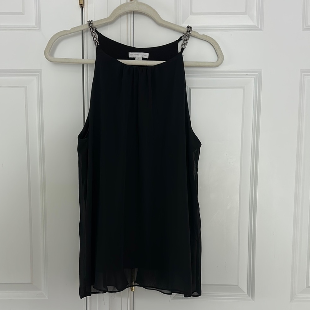 New York & Company Black Sleeveless Blouse